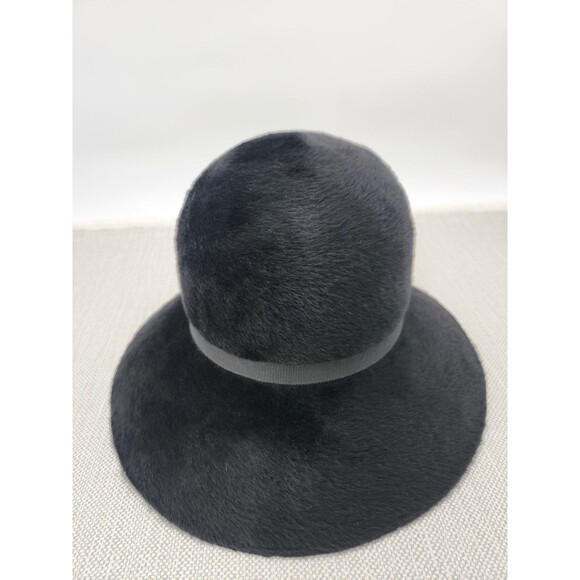 Brunschwig 21 Inch Vintage Hat Black Cloche Fedora Faux Fur Classic Switzerland main image 8